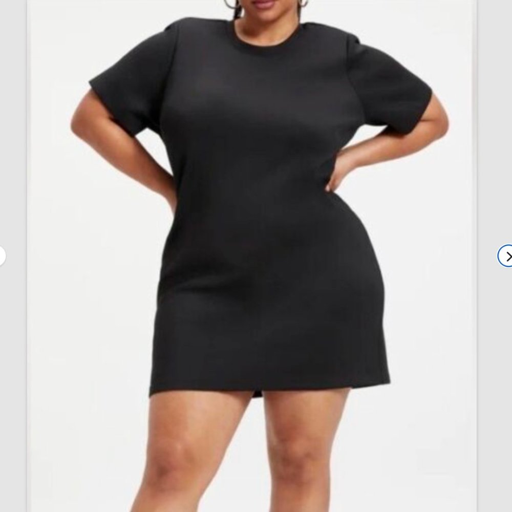 GOOD AMERICAN Scuba Mini Tee Dress Short Sleeve Size 7 (4XL) - Black NWT